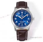 BLS Factory Swiss Breitling Aviator 8 Auto ETA2824 Watch Blue Arabic Dial & Leather Strap